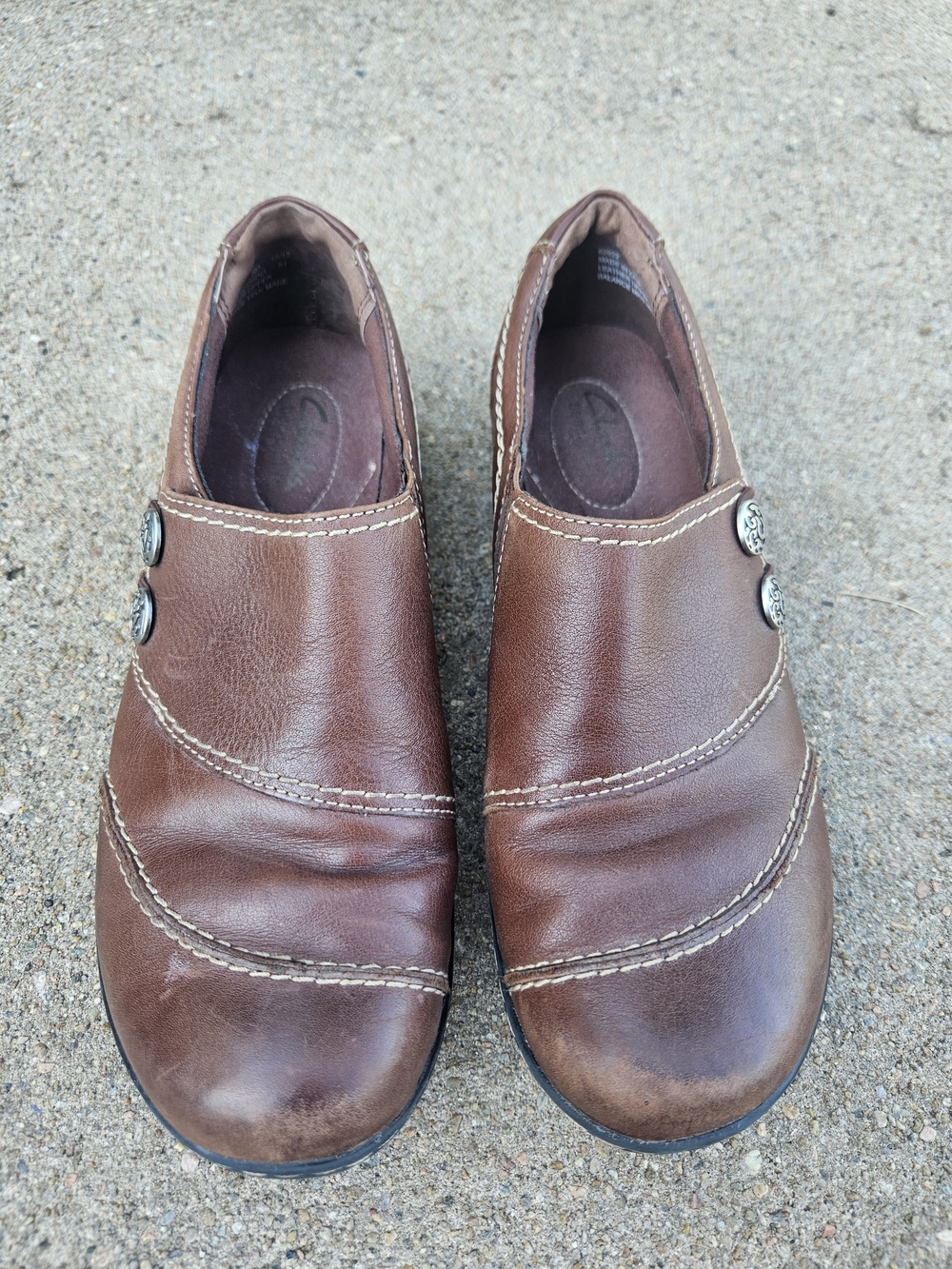 CLARKS Bendables Brown Leather Loafer Women's Size 8 Ashland Alpine Shoe Comfort